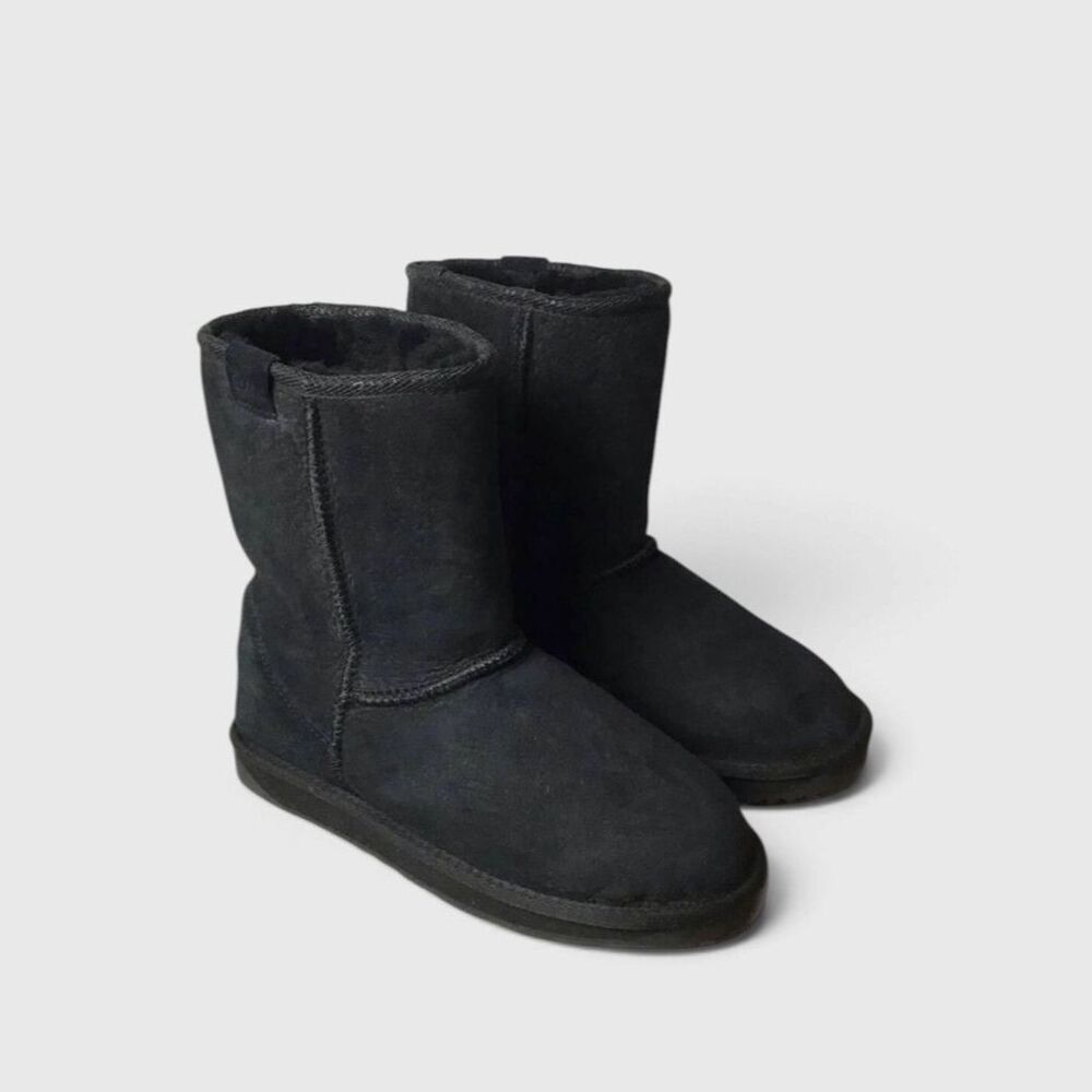 EMU Australia Stinger Lo Sheepskin Winter Boots Black Size 8 New